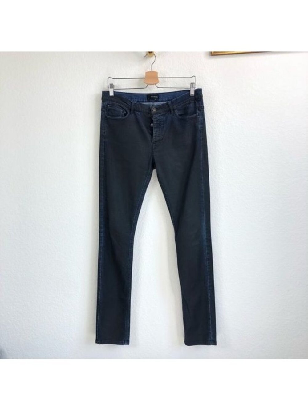 The Kooples Skull Hardware Two Tone Slim Straight Jeans